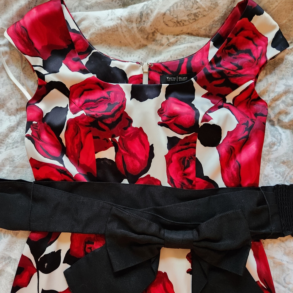White House Black Market Red and Black Floral Dress